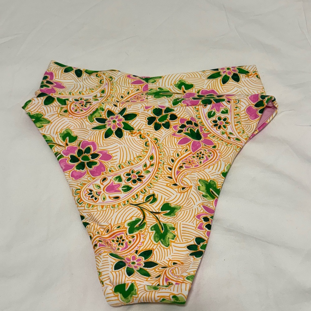 Aerie Floral High Waisted Bikini Bottoms - Pink, Green, Yellow